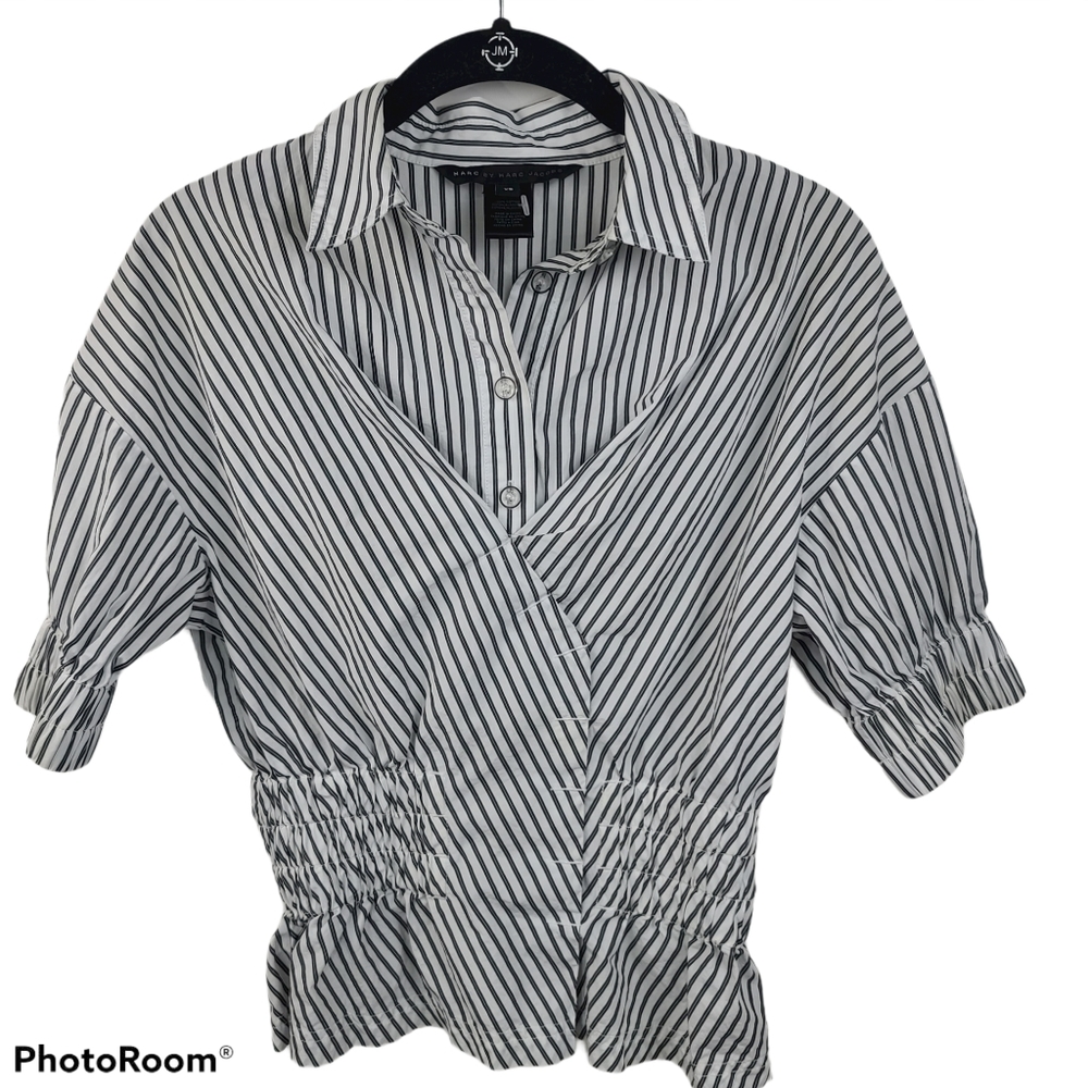 Marc By Marc Jacobs Cropped Blouse Top Women's XS  Black & White